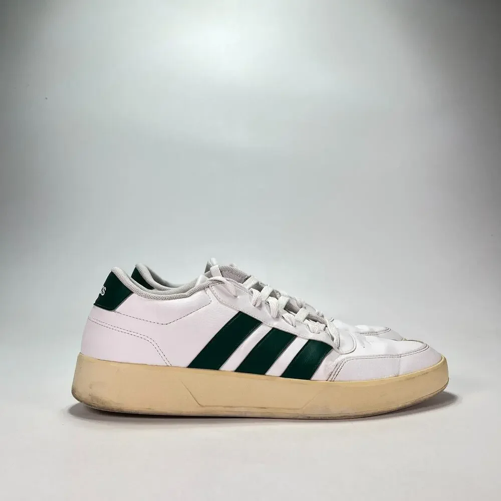 adidas Breaknet 3.0 White Dark Green Retro Low Top Sneakers JR3549 Men's Size 12